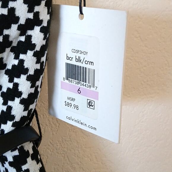 Calvin Klein Black And White Houndstooth Dress New - Picture 4 of 6